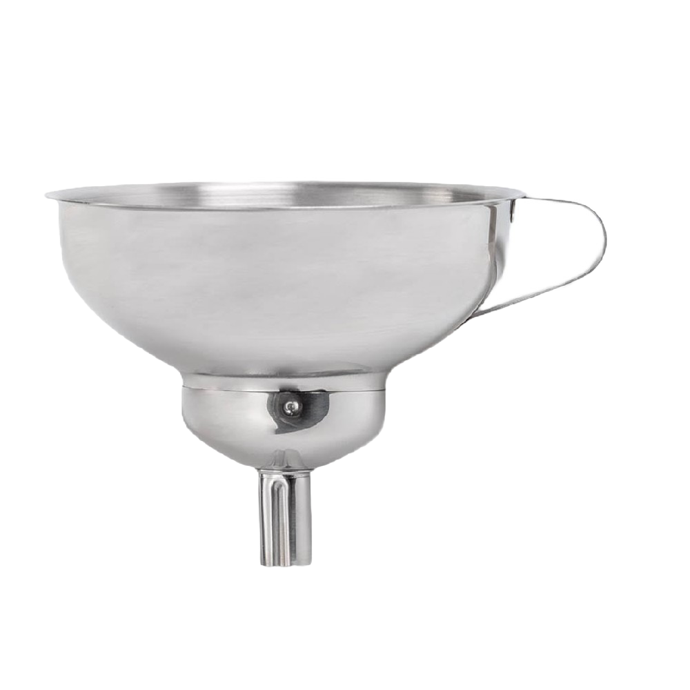 Stainless steel funnel with a detachable spout for filling jars and bottles, designed for Kitchen & Food, Food Preservation, and Canning Accessories collections.