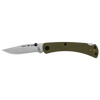 Slim folding knife with partially serrated stainless steel blade and olive green textured handle, featuring dual thumbstuds and reversible deep carry pocket clip, made in USA, ideal for Farm, Garden & Tool, Hand Tools and Hardware, and Best Sellers collections.