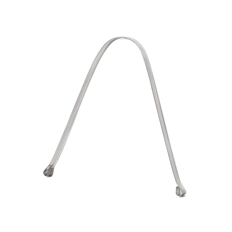 Stainless steel tongue scraper with curved design for comfortable cleaning, promoting fresh breath and hygiene, featured in Health & Wellness and Grooming and Personal Hygiene collections.