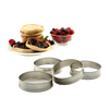 Set of four stainless steel rings designed for shaping English muffins or crumpets on a griddle, ideal for Kitchen & Food, Kitchen Gadgets, Cooking and Baking Helpers, Best Sellers, and Promo Eligible collections.