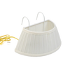 White pleated fabric headboard lamp shade with two metal hooks and yellow cord, designed for easy bedside lighting, suitable for home, camping, and outdoor decor collections.