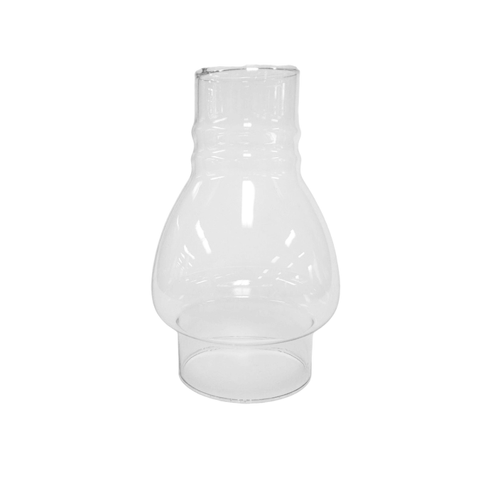 Clear ribbed lamp chimney with 2-7/8 inch base, designed as a durable replacement part for lamps, featured in Lamps & Lighting, Parts and Accessories, and Chimneys and Globes collections.