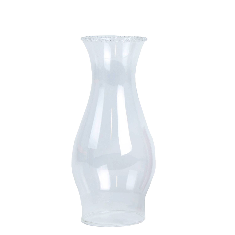 Clear glass crimp top oil lamp chimney with a 3-inch base, designed as a durable replacement part in Lamps & Lighting, Parts and Accessories, Chimneys and Globes collections.