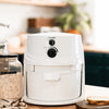 Compact white electric grain mill with adjustable knobs for speed and feed rate, designed for quiet operation in kitchen settings, featured in grain mills and best sellers collections.