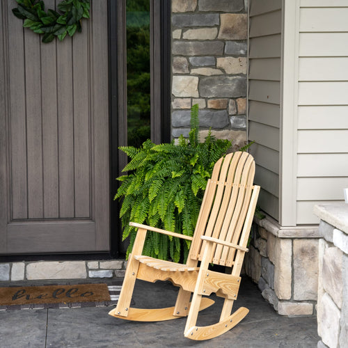 Handcrafted durable cypress rocker with slatted contoured seat and back, Amish made in USA, ideal for Home & Decor, Indoor and Outdoor Furniture, and Best Sellers collections.