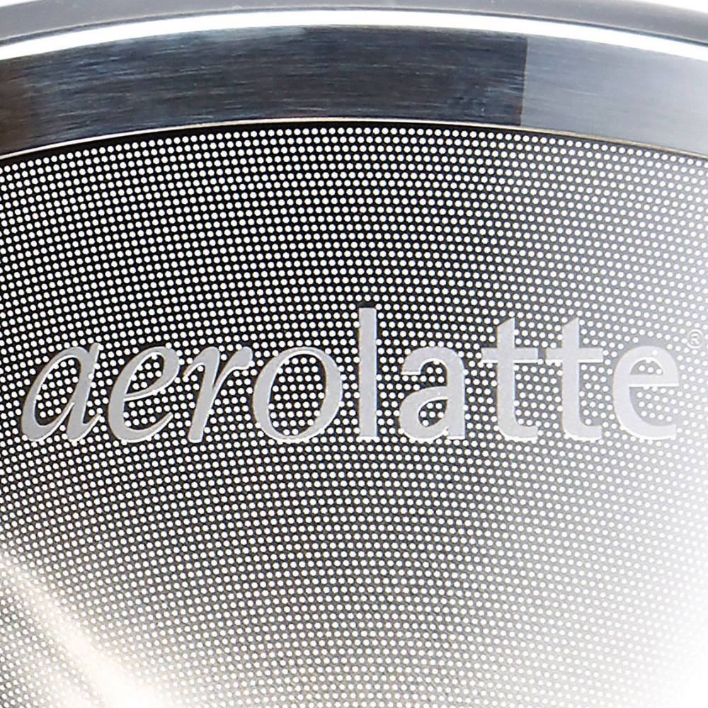 Close-up of aerolatte stainless steel mesh micro filter designed for pour-over coffee brewing, ideal for kitchen and food, brewing coffee and tea collections.