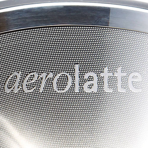 Close-up of aerolatte stainless steel mesh micro filter designed for pour-over coffee brewing, ideal for kitchen and food, brewing coffee and tea collections.