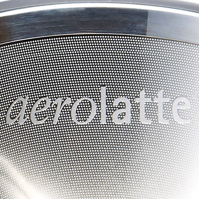 Close-up of aerolatte stainless steel mesh micro filter designed for pour-over coffee brewing, ideal for kitchen and food, brewing coffee and tea collections.