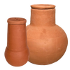 Pair of handcrafted unglazed terra cotta garden watering pots in natural clay color, featured in Farm, Garden & Tool, Garden Accessories, Lawncare, Best Sellers, and Promo Eligible collections.