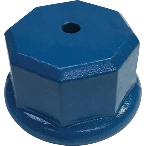 Blue octagonal metal drive cap with central hole, designed to cushion hammer blows for well points, featured in Appliances, Water Pumps, Pump Parts and Tools, Best Sellers, Promo Eligible collections.