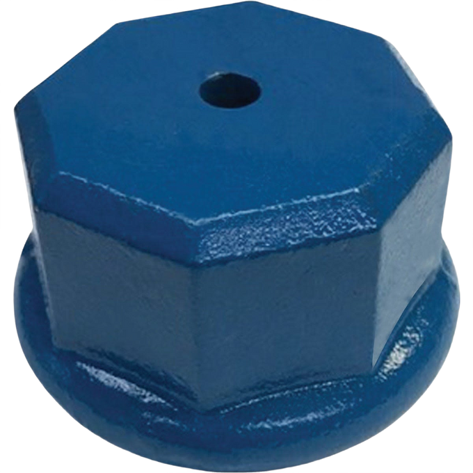 Blue octagonal metal drive cap with central hole, designed to cushion hammer blows for well points, featured in Appliances, Water Pumps, Pump Parts and Tools, Best Sellers, Promo Eligible collections.
