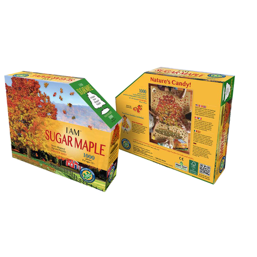 Unique-shaped 1000-piece jigsaw puzzle featuring a vibrant sugar maple tree scene, designed for Toys, Books & Games, Children’s Toys, and Puzzle collections.