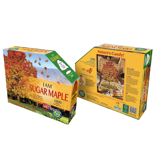 Unique-shaped 1000-piece jigsaw puzzle featuring a vibrant sugar maple tree scene, designed for Toys, Books & Games, Children’s Toys, and Puzzle collections.