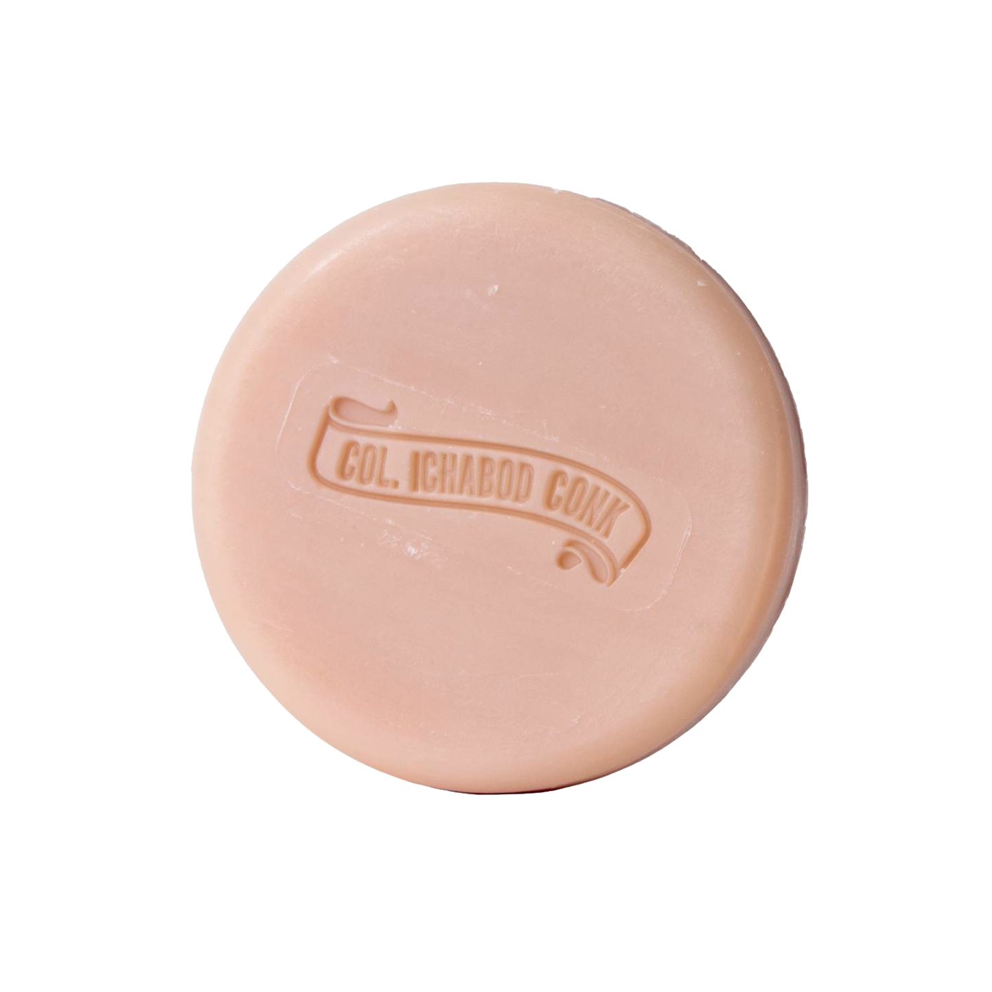 Round almond-scented shaving soap bar with embossed logo, crafted with moisturizing ingredients, featured in Health & Wellness, Grooming and Personal Hygiene, USA Made, and Best Sellers collections.
