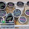 Set of black reusable chalkboard lids labeled with colorful handwriting on glass jars filled with various dry goods, ideal for Home & Decor, Best Sellers, and Promo Eligible collections.