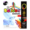 Colorful balloon animal-making kit featuring a variety of long balloons, a small red hand pump, an instructional booklet, and stickers, designed for creative play in children's toys and arts and crafts.