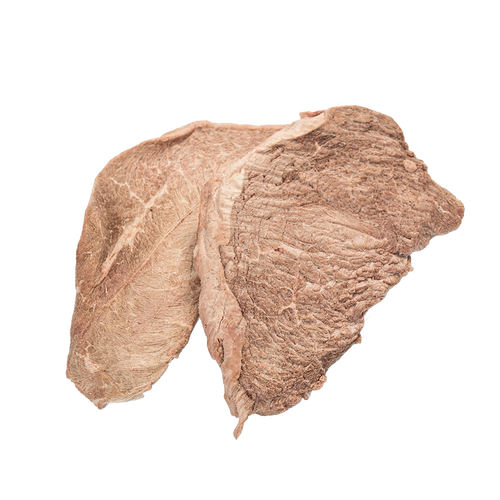 Two pieces of freeze-dried sirloin steak showing a natural texture and thickness, a durable food option suitable for emergency supplies, kitchen use, and farm collections.