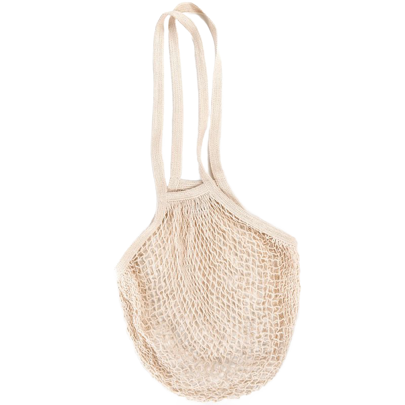 Natural cotton reusable string bag with shoulder handles, lightweight and stretchable, ideal for carrying groceries or beach items, suitable for Kitchen & Food, Storage and Serving, Best Sellers, and Promo Eligible collections.