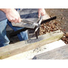 Handcrafted professional slater’s hammer with balanced steel head and wooden handle, used for precise slate trimming and roofing, shown in action on a wooden beam in farm and hand tool settings.