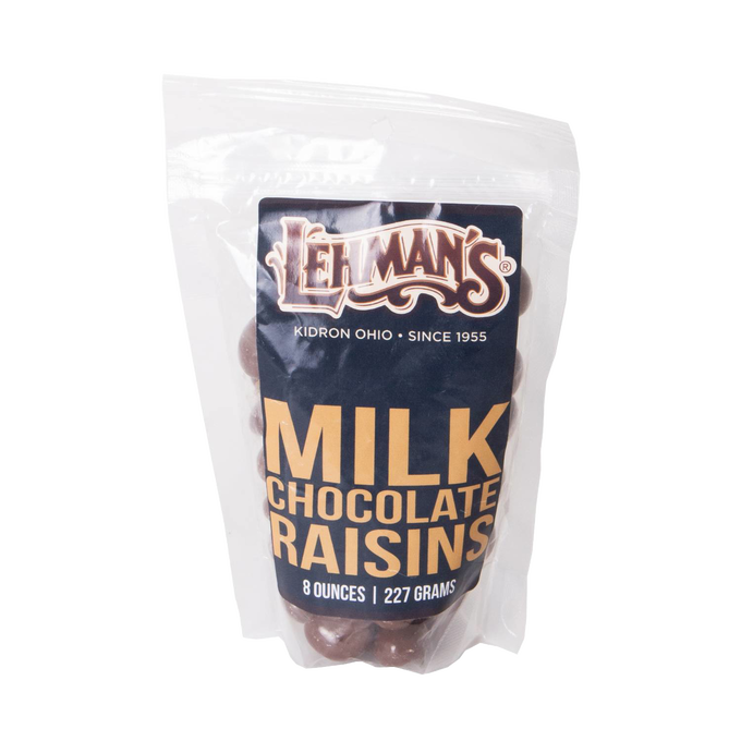 Resealable bag of handcrafted milk chocolate covered raisins, made in USA, ideal snack from Kitchen & Food, Food, Snacks and Sweets, Candy, Best Sellers, and Promo Eligible collections.