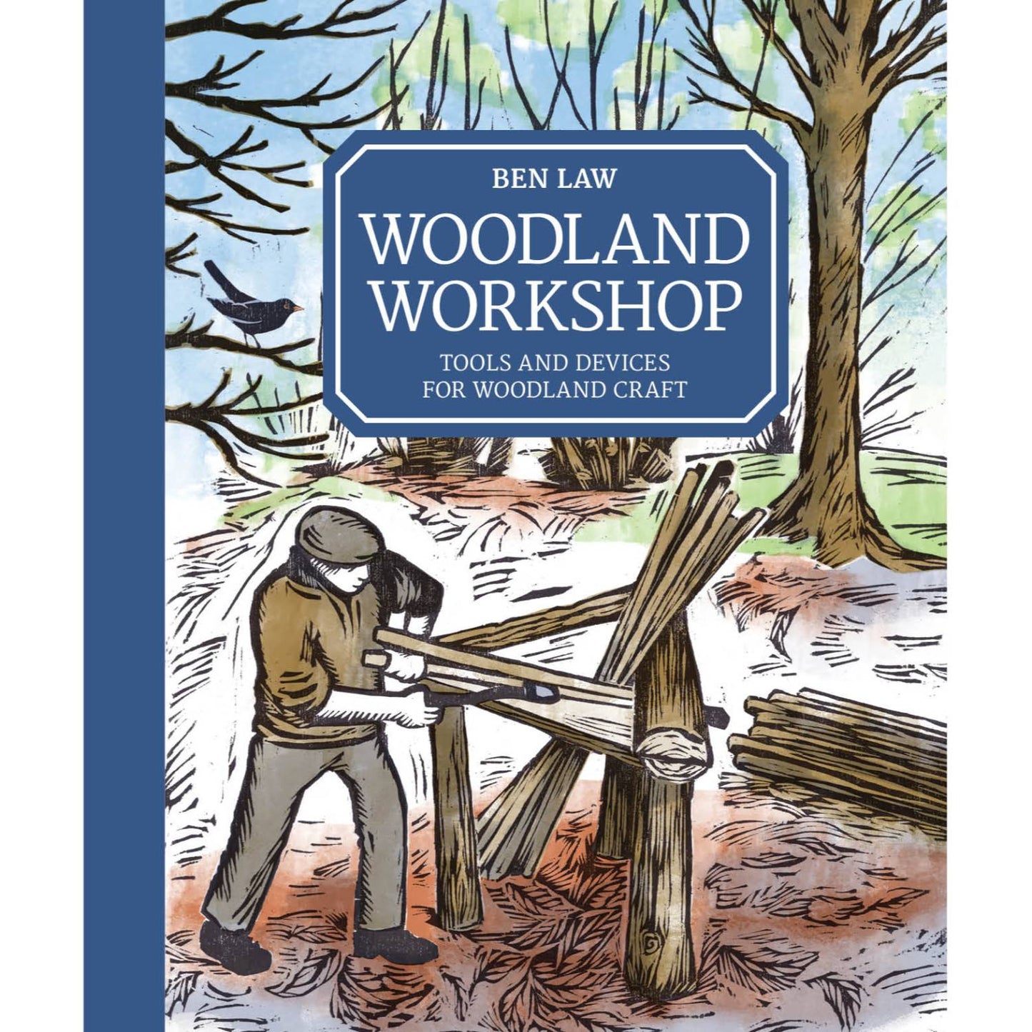 Illustrated cover of a woodland craftsman using traditional tools to split wood in a forest setting, featured in Toys, Books & Games, Books, and Home and Garden How-To Books collections.