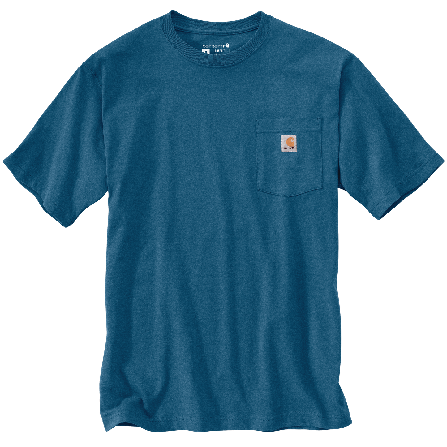 Unique handcrafted heavyweight cotton short-sleeve pocket t-shirt in deep blue with rib-knit crewneck and side-seam construction, perfect for Health & Wellness, Clothing and Accessories, Best Sellers, and Promo Eligible collections.