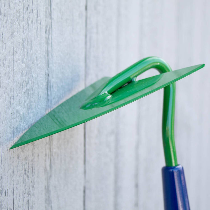 Handcrafted furrowing tool with a sharp green high-carbon steel arrowhead blade and sturdy handle, made in the USA, perfect for precise row making in Farm, Garden & Tool collections.