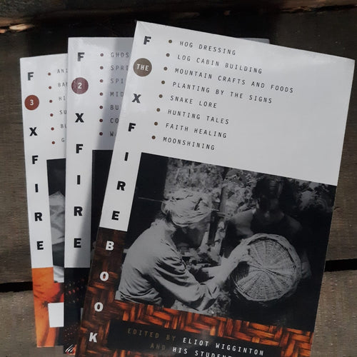 Set of heritage books featuring Appalachian traditions and skills including hog dressing, log cabin building, mountain crafts, hunting, and faith healing, ideal for books and lifestyle collections.