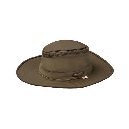 Olive broad-brim hat featuring Airflo mesh ventilation, moisture-wicking fabric, and durable water repellent finish, crafted for comfort in Health & Wellness, Camping, and Garden Accessories collections.