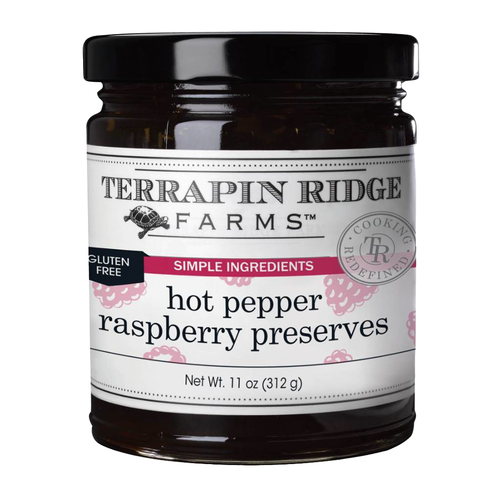 Handcrafted hot pepper raspberry preserves in a glass jar with a black lid, gluten free and made in USA, featured in Kitchen & Food, Snacks and Sweets, and Best Sellers collections.