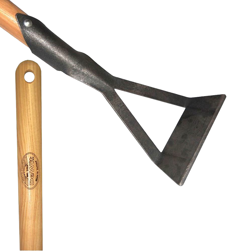 Handcrafted junior-sized garden hoe with a long wooden handle and sharp forged steel blade, designed for small hands and ideal for Farm, Garden & Tool, Digging and Cultivating, Garden Accessories, Best Sellers, and Promo Eligible collections.