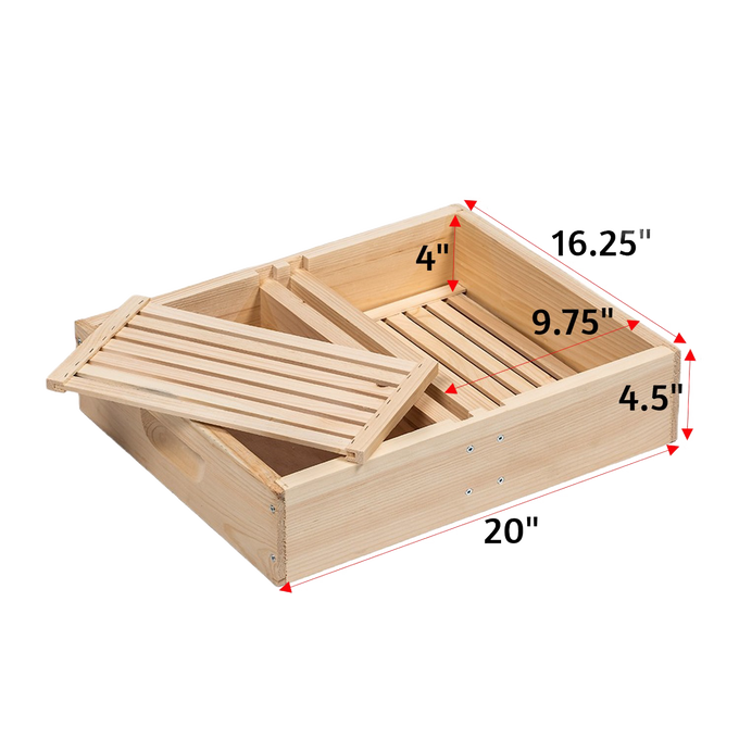 Handcrafted Amish-made wooden top feeder with two compartments and removable slatted cover, designed for 10-frame hives, featured in Farm, Garden & Tool, Beekeeping Supplies, USA Made, and Best Sellers collections.