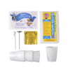 Goat cheese-making kit including small recipe booklet with illustrated instructions, four perforated molds, cheese starter cultures, and butter muslin cloth, ideal for Kitchen & Food, Specialty Equipment, DIY Cheese and Yogurt, and Best Sellers collections.