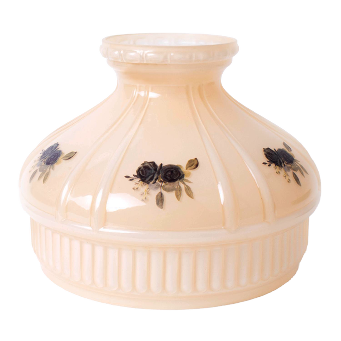Handcrafted glass lamp shade with elegant black rose detailing on champagne-colored glass, perfect for Lamps & Lighting, Parts and Accessories, Lamp Shades, and Best Sellers collections.