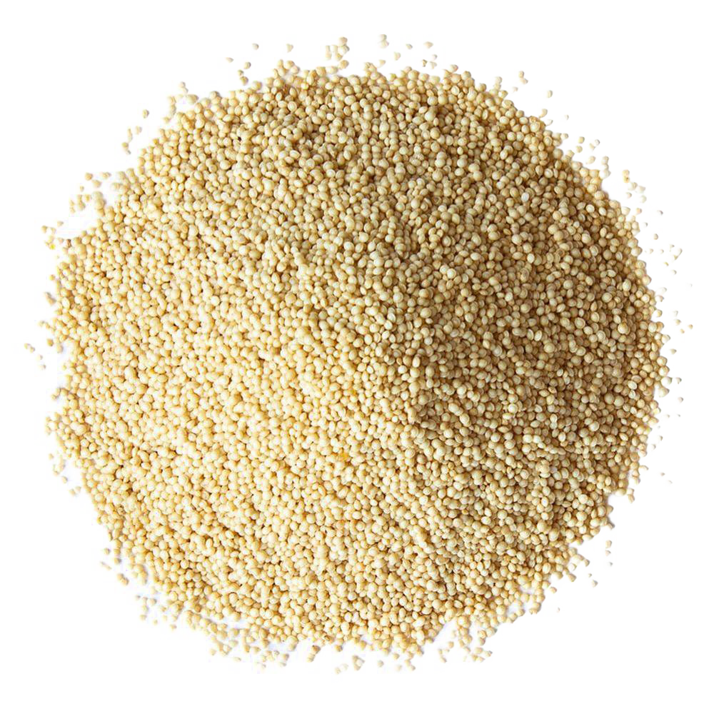 Close-up of a pile of small, round, light-colored whole amaranth grains, featured in Farm, Garden & Tool, Kitchen & Food, Food, Pantry, and Bread Making Supplies collections.