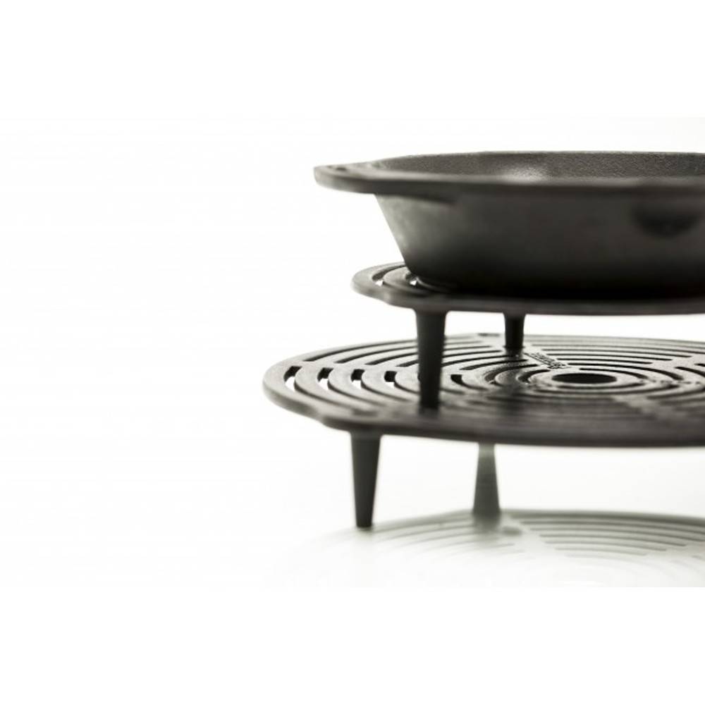 Stacked cast iron cooking grate with three sturdy legs designed for even heat distribution and multi-level baking, braising, and steaming in Dutch ovens, ideal for Farm, Garden & Tool, Kitchen & Food, Camping, Cookware, Cast Iron, Best Sellers, and Promo Eligible collections.