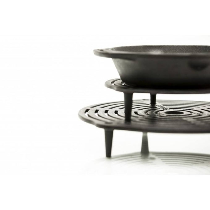 Stacked cast iron cooking grate with three sturdy legs designed for even heat distribution and multi-level baking, braising, and steaming in Dutch ovens, ideal for Farm, Garden & Tool, Kitchen & Food, Camping, Cookware, Cast Iron, Best Sellers, and Promo Eligible collections.