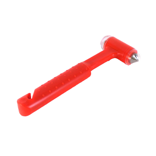 Bright orange emergency escape hammer with glow-in-the-dark tab and sharp metal tips for breaking car windows and cutting seat belts, featured in Farm, Garden & Tool and Emergency Supplies collections.