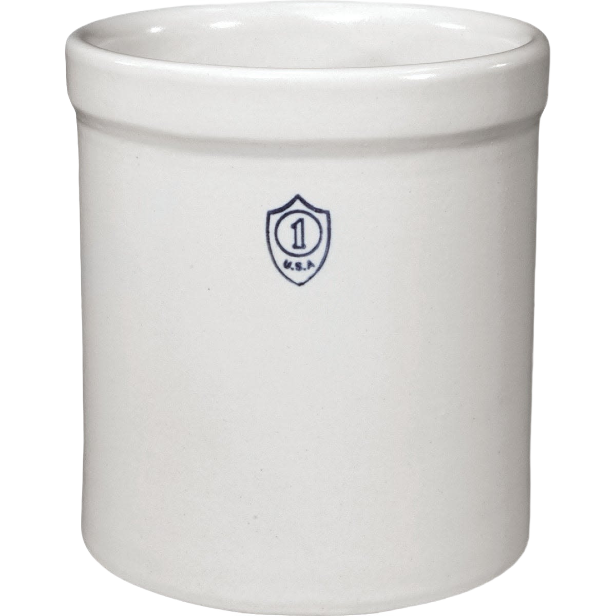 Handcrafted American stoneware crock with a classic white glaze and stamped gallon number, ideal for food preservation and kitchen use, featured in USA Made and Home & Decor collections.