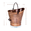 Large hammered copper coal hod with black bail handle and side grip, designed to hold ashes safely, featured in Stoves, Hearth Accessories, Best Sellers, and Promo Eligible collections.