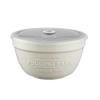 Cream-colored Mason Cash all-purpose bowl with vented airtight lid, embossed pudding basin text, designed for Kitchen & Food, Cookware, Baking Supplies, Storage and Serving, and Best Sellers.