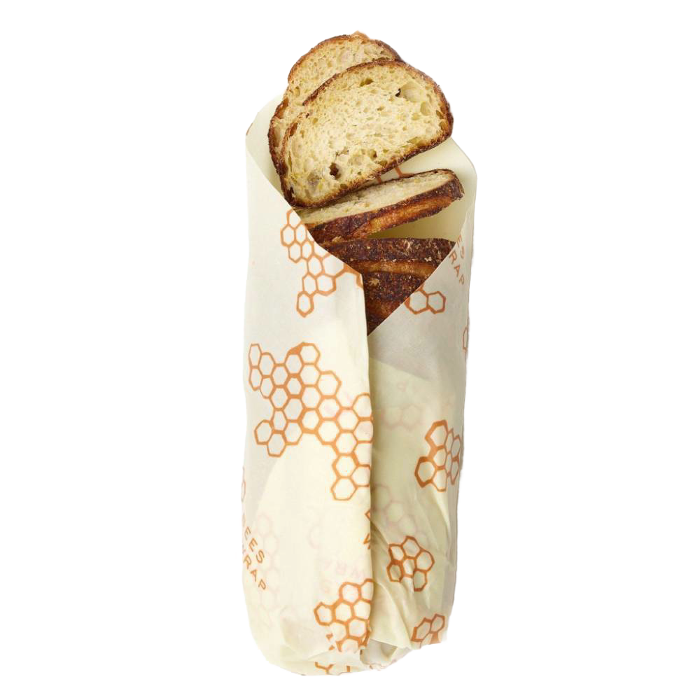 Handcrafted Bee's Bread Wrap made in USA featuring a reusable beeswax-coated muslin cloth with honeycomb pattern, ideal for Kitchen & Food, Storage and Serving, and Bread Making Supplies collections.