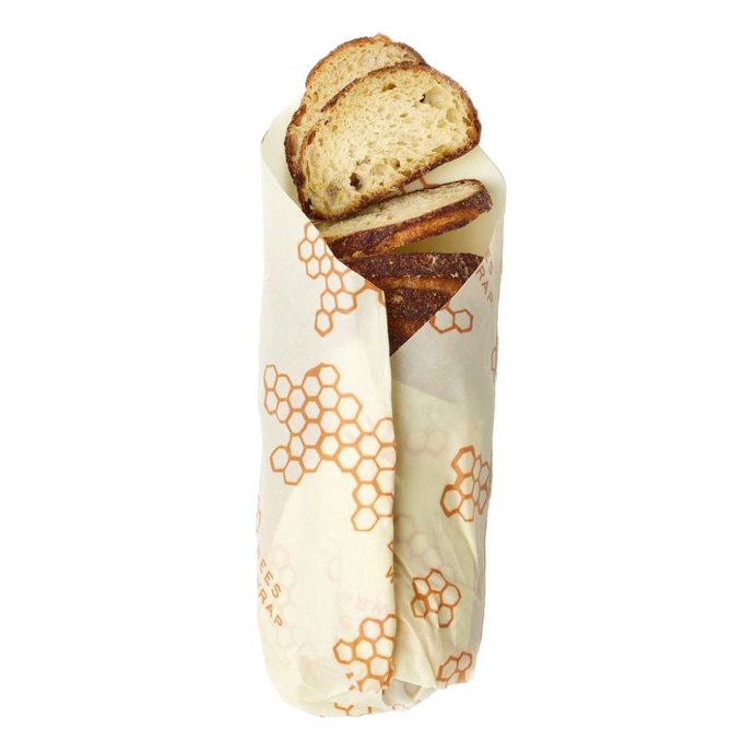 Handcrafted Bee's Bread Wrap made in USA featuring a reusable beeswax-coated muslin cloth with honeycomb pattern, ideal for Kitchen & Food, Storage and Serving, and Bread Making Supplies collections.