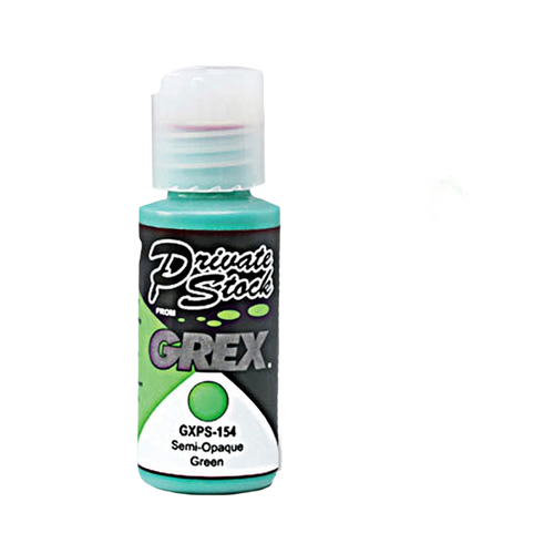 Small bottle of semi-opaque green liquid paint labeled Private Stock from Grex, suitable for use in Farm, Garden & Tool, Animal Care, and Best Sellers collections.