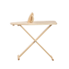 Handcrafted Amish-made wooden toy ironing board and iron set made of smooth unfinished oak, perfect for indoor play and imaginative children's toys in USA Made and Wooden Toys collections.