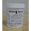 Small white jar of handcrafted Union Salve made in USA, designed to soothe minor burns, sunburns, and skin irritations, featured in Health & Wellness and Best Sellers collections.