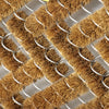 Close-up of natural coconut fiber bristles arranged in rows on wire frames, part of a handcrafted bootscraper rug for cleaning shoes, featured in Home & Decor and Best Sellers collections.