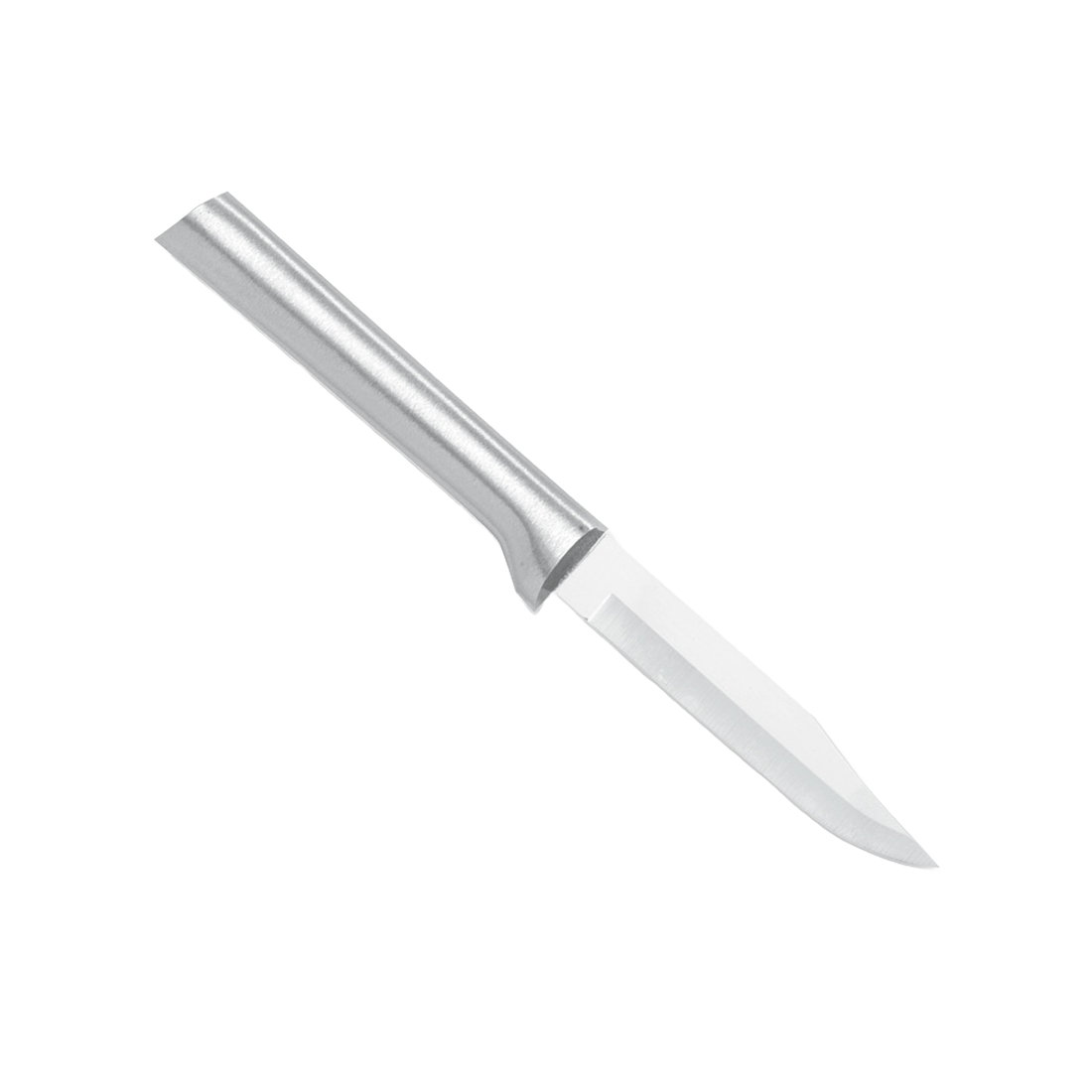 Paring knife with a carbon stainless steel blade and cast aluminum handle featuring a non-slip satin finish, designed for precise food prep in kitchen knives and USA made collections.