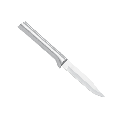 Paring knife with a carbon stainless steel blade and cast aluminum handle featuring a non-slip satin finish, designed for precise food prep in kitchen knives and USA made collections.