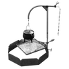 Handcrafted heavy-duty camp grill with an adjustable support post, kettle hook, and diamond-style cooking grate made from weather-resistant stainless steel, ideal for Farm, Garden & Tool and Camping collections.
